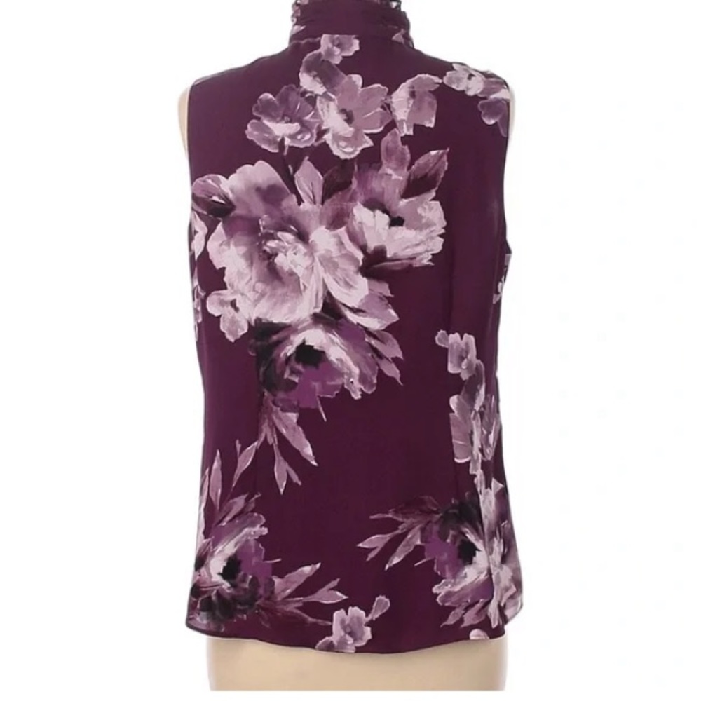 White House Black Market -purple floral sleeveless blouse - size 2 /EUC